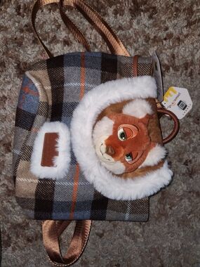 Plaid Plush Nick Wilde Fox Backpack with Faux Fur Trim